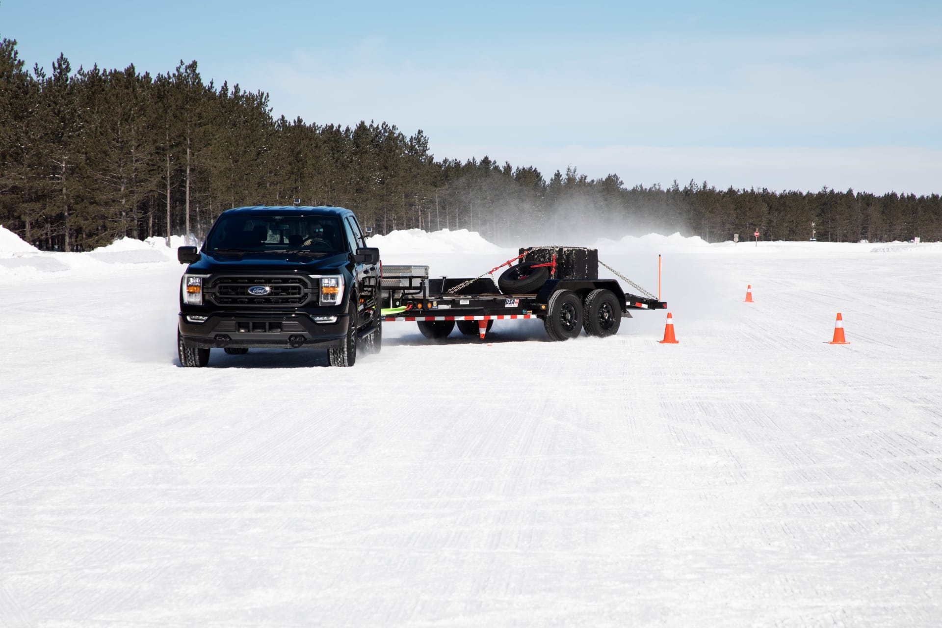 Pickup Truck Towing Heavy Trailer Snow ABS