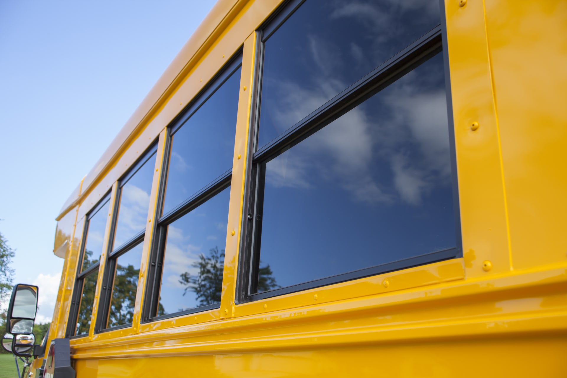 School Bus Windows Tinted with Aluminum Frames