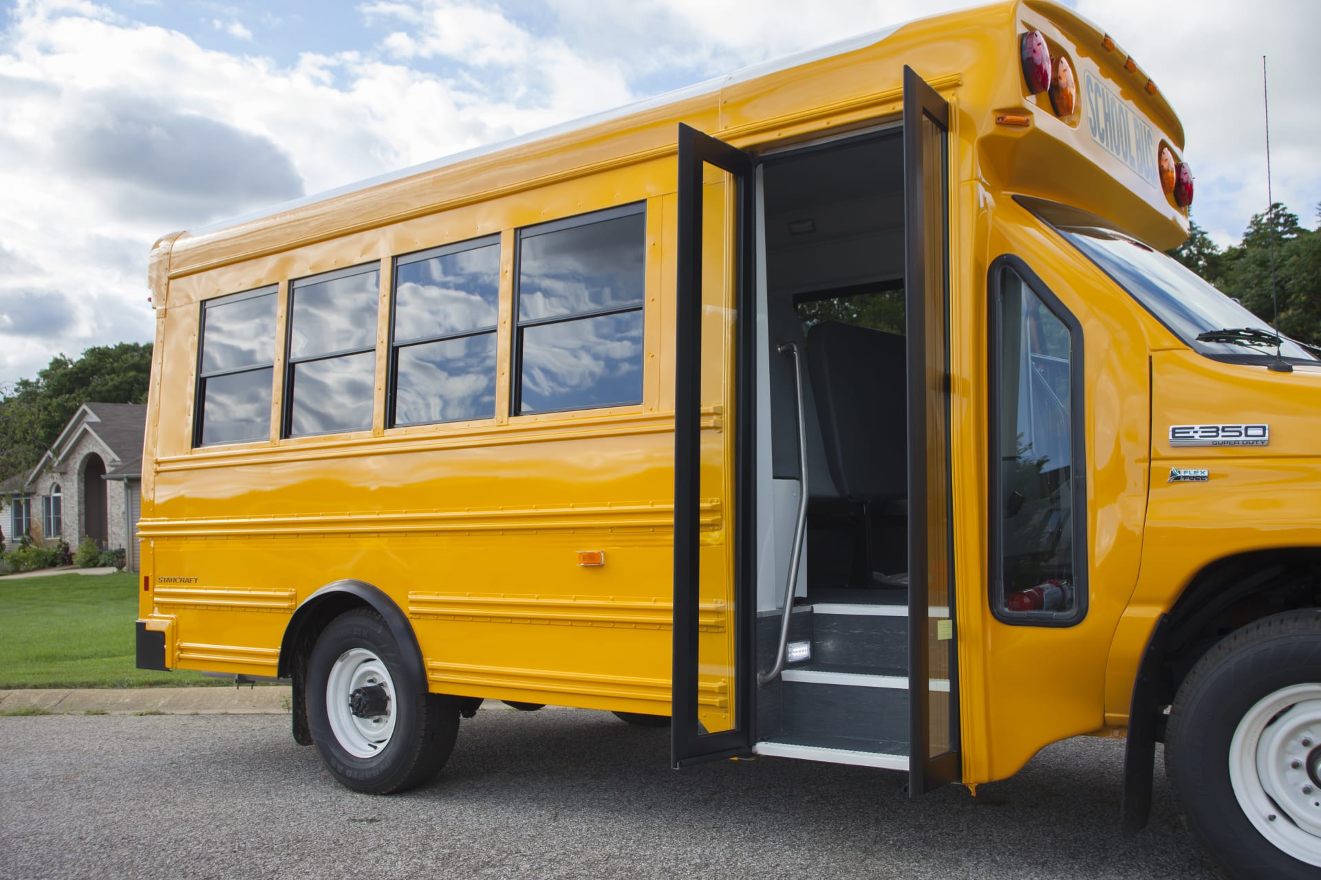 school bus door open on a school bus