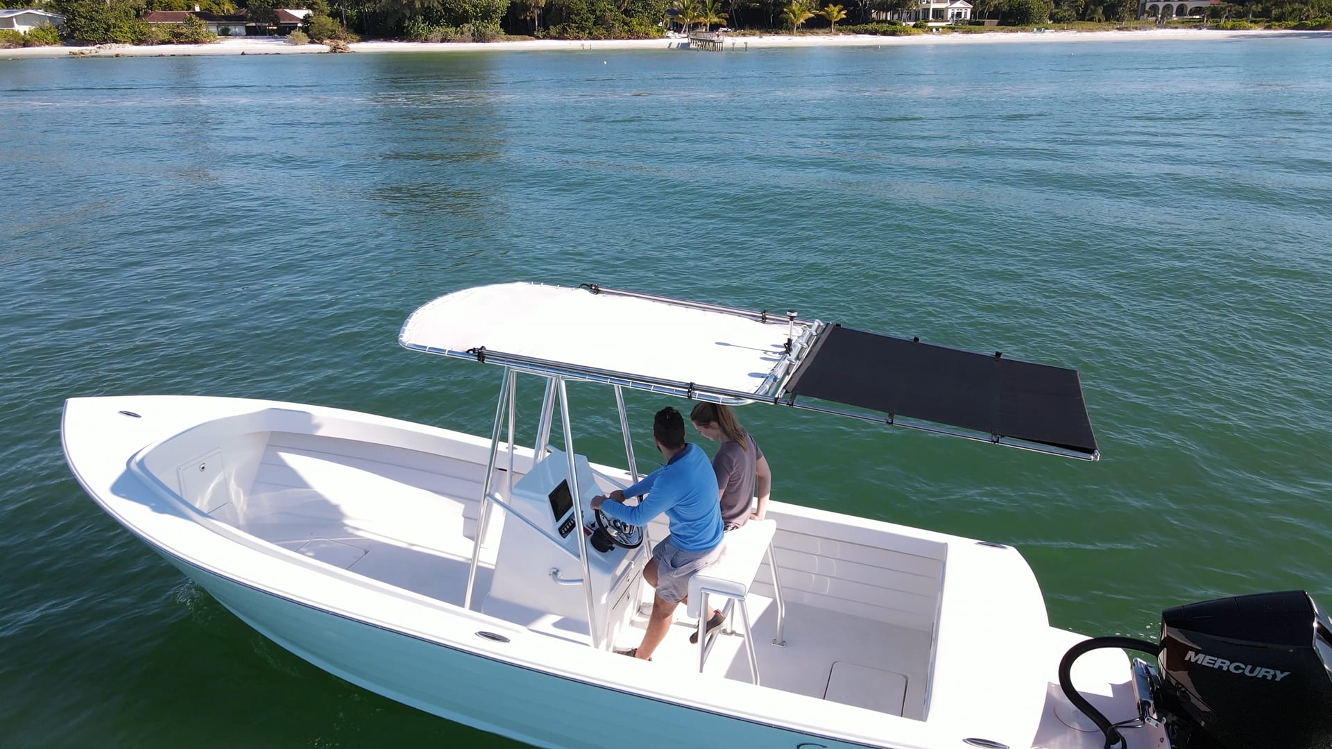 SureShade PTX Boat Shade on a Bay Boat