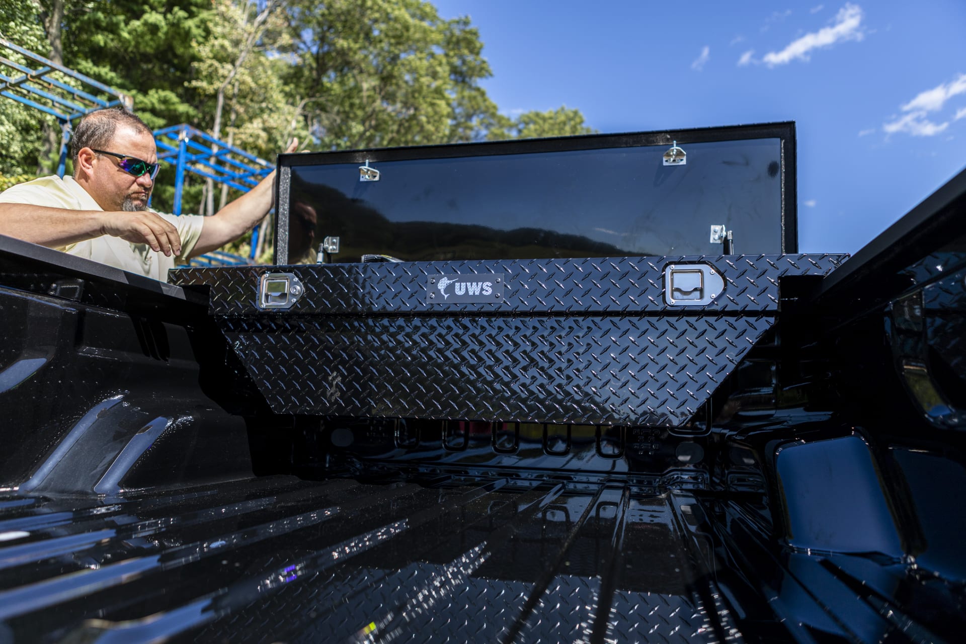 Lippert UWS tool boxes and transfer tanks add robust utility to your truck and allow you to carry important tools and gear in your truck.