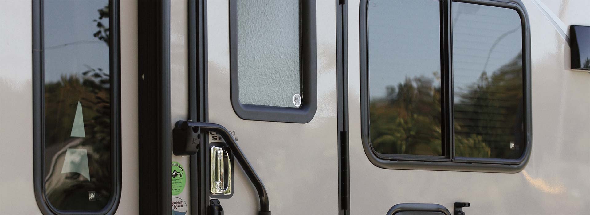 RV Door Entry with Window Latch Handle Lippert