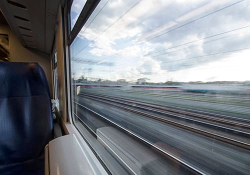 Train Window Glass Passing Rails