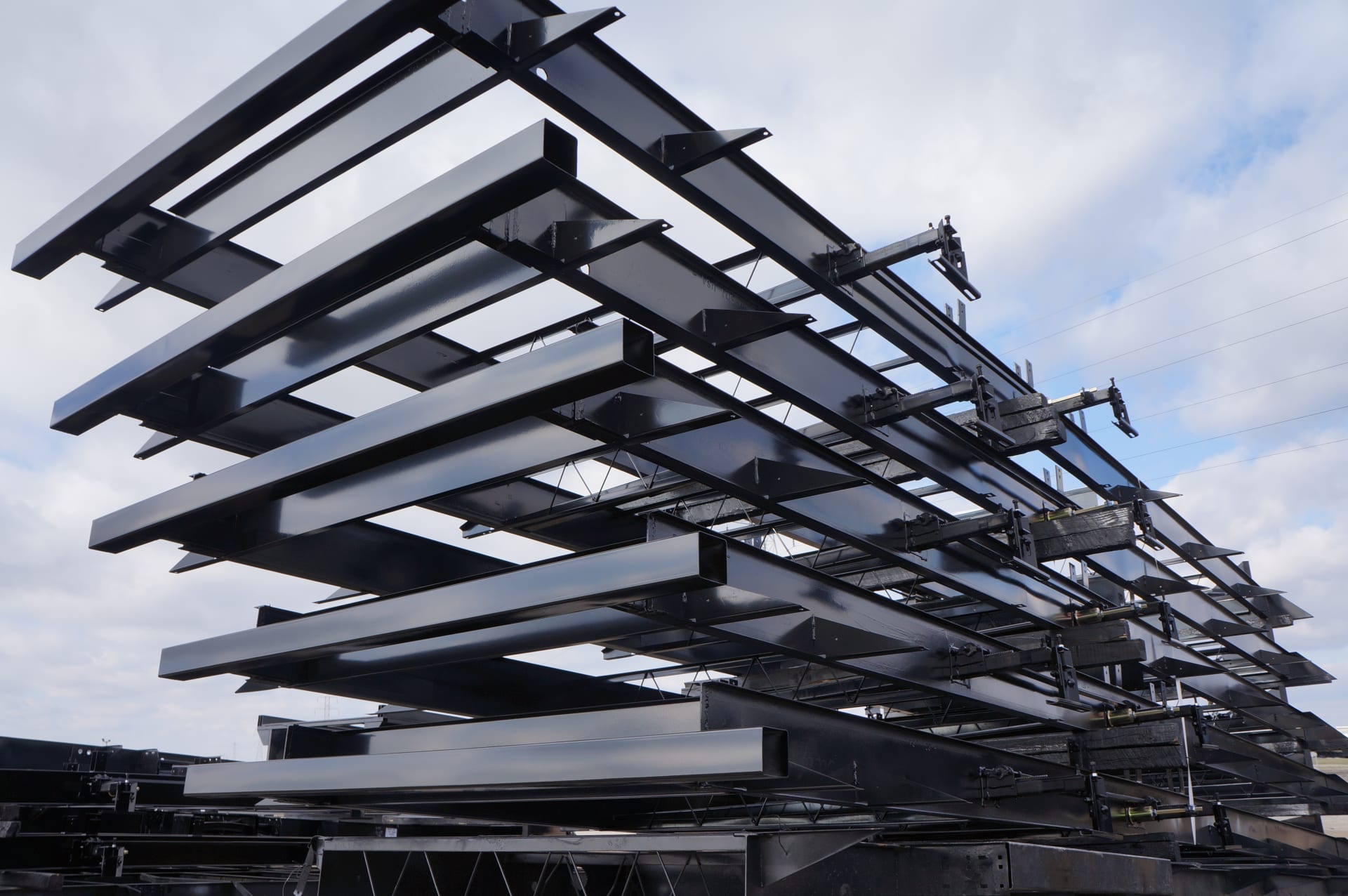 Towable RV Chassis Stacked After Manufacturing