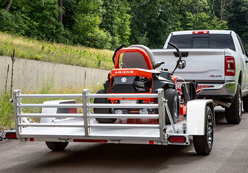 Ram Truck Towing Open Flatbed Utility Trailer Mower