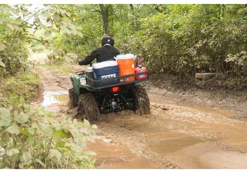 ATV Towing a Flatbed Trailer