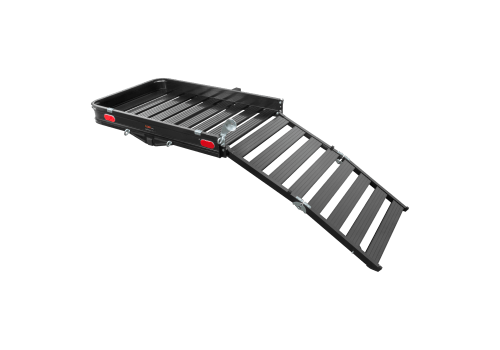 CURT Hitch Cargo Carrier with Ramp Black Aluminum