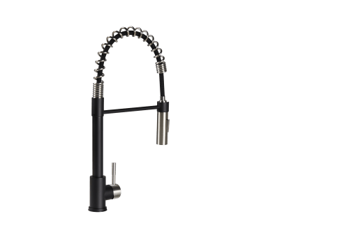 Black and stainless steel Flow Max RV faucet