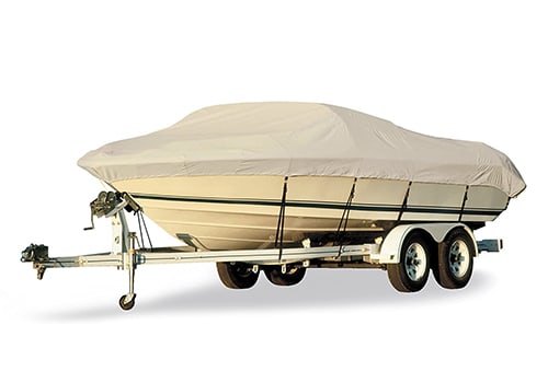 Boat Guard Cover on Boat on a Trailer