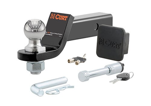 CURT Towing Starter Kit Ball Mount Hitch, Lock and Cover