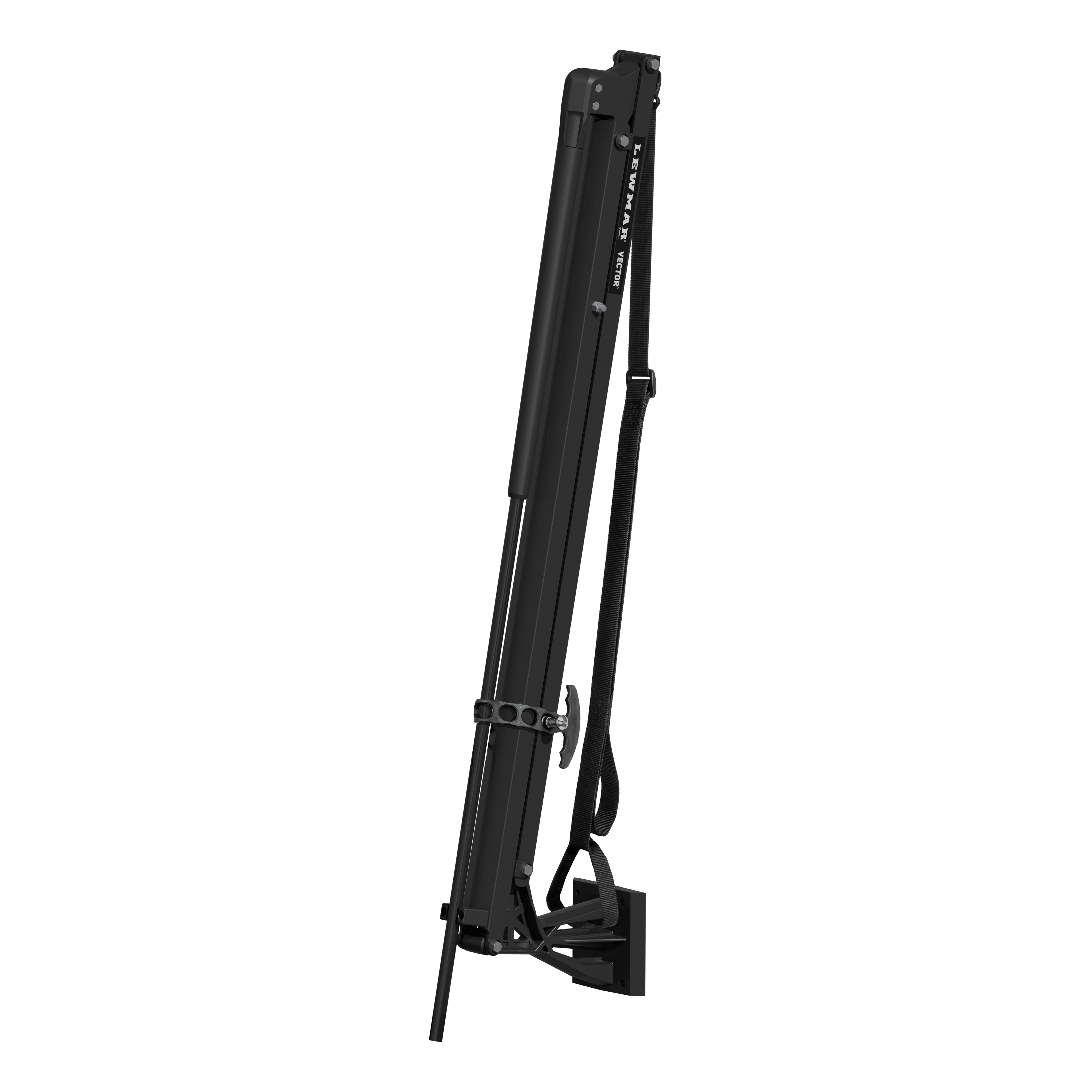 Lewmar Vector 8 black anchor unit, full-length studio photo in retracted vertical position