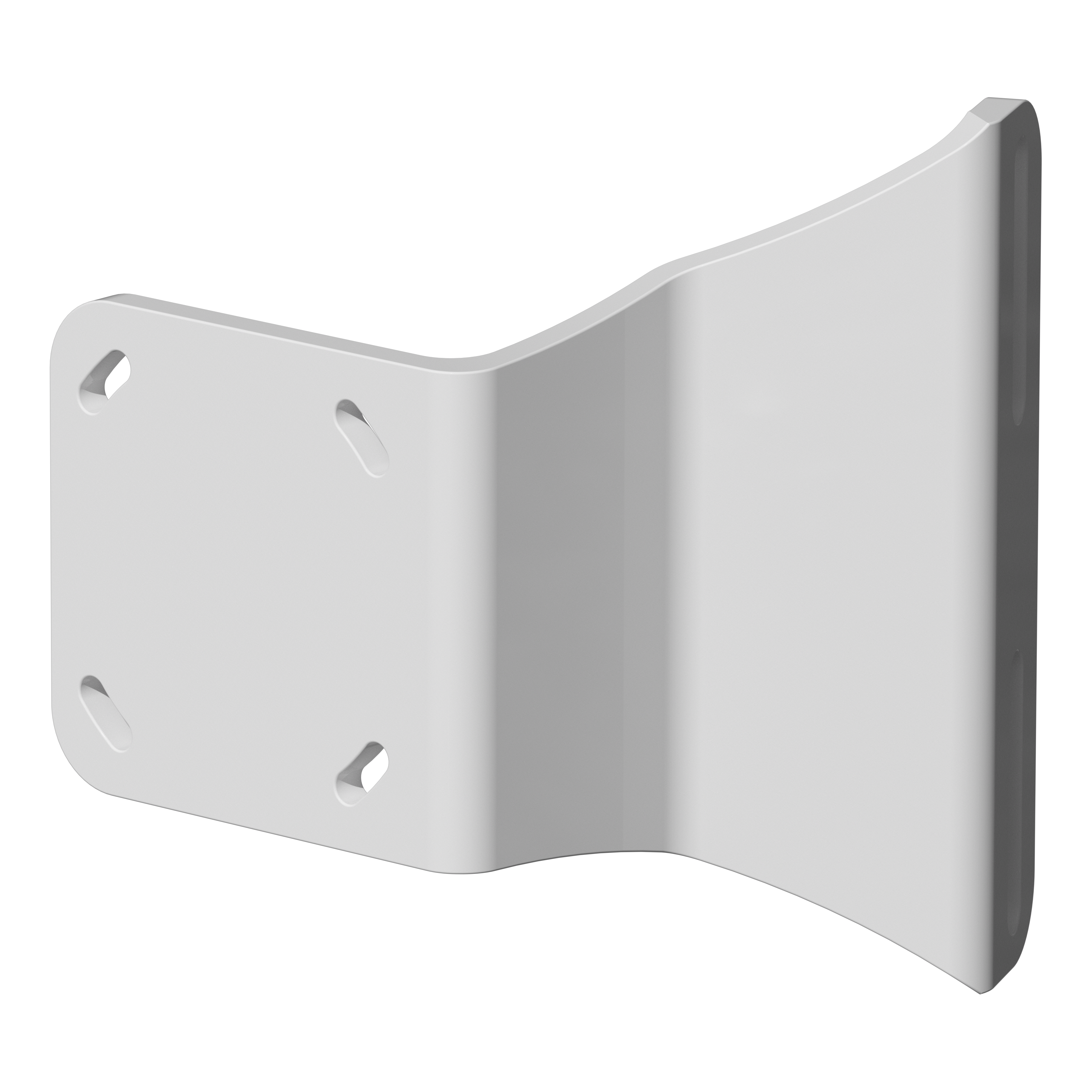 Lewmar Jack Plate Mounting Bracket, white finish, three-quarter view of the mounting plate and curved arm