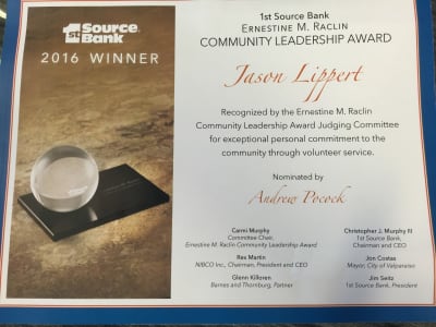 Jason Lippert Awarded Ernestine M Raclin Community Leadership Award