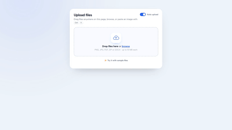 Drag & Drop File Uploader with Previews & Progress — preview