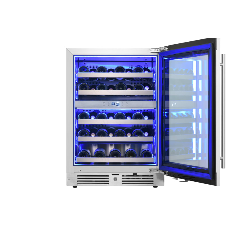 Insignia - 42-Bottle or 128-Can Dual Zone Wine and Beverage Cooler with Glass Doors - Stainless Steel