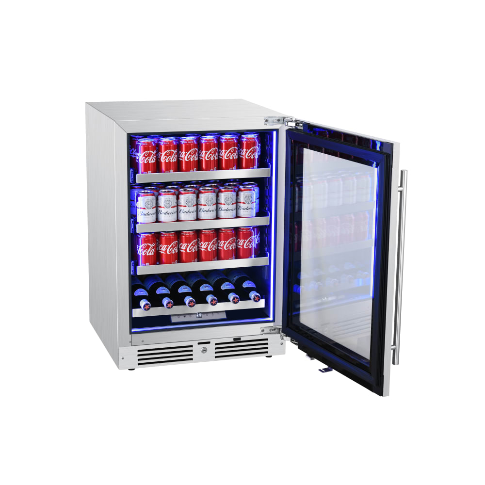 24″ Undercounter Stainless Steel Beverage Refrigerator – Right