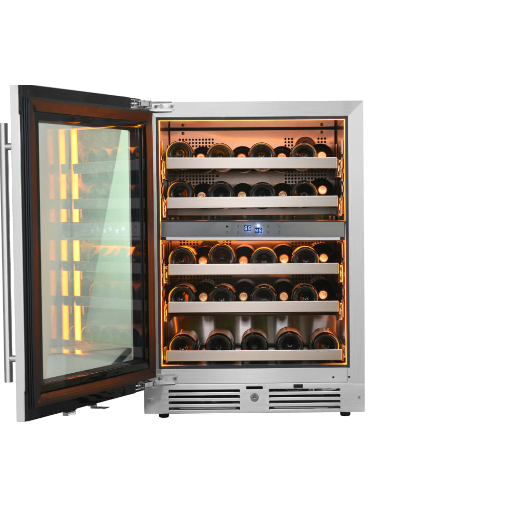24″ Dual Zone Stainless Steel Wine Refrigerator – Left Hinge