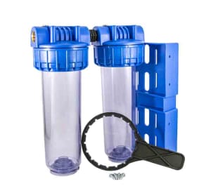 Filtre à Eau Domestique Double Porte TOODO – Raccord 20/27 (3/4) – Acier Inox Brossé – Neuf