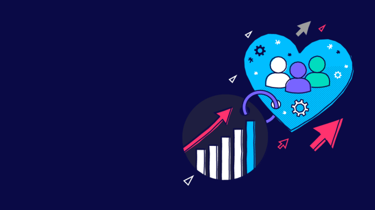 Graph leading upwards linked to heart background