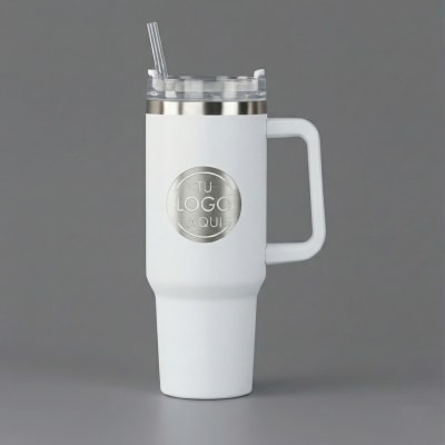 Vaso con Tapa + Pajita