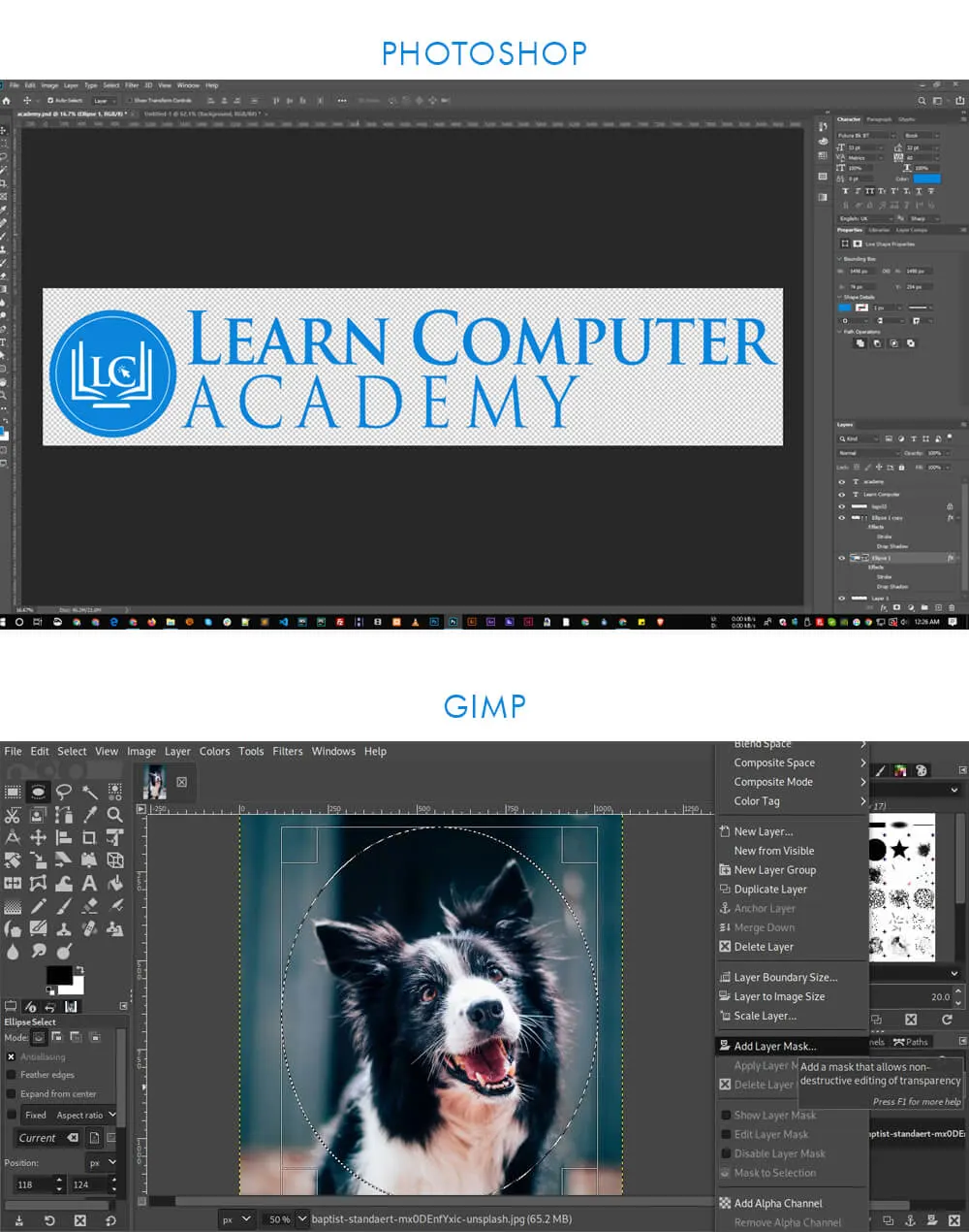 Graphics Design Tools- photoshop and gimp
