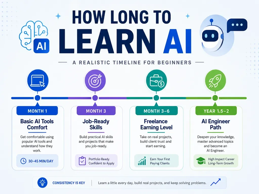 How long does it take to learn AI timeline chart for beginners