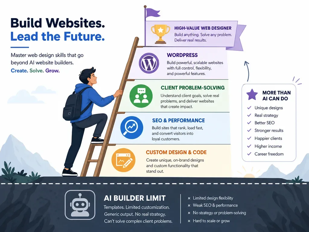 Student learning web design skills above what AI website builders can do