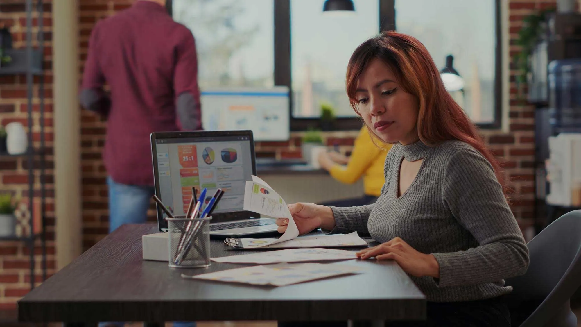 Person performing specialized task on computer