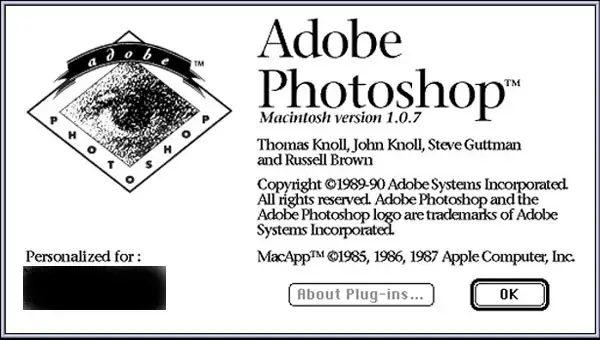 Adobe Photoshop 1.0 Splash Screen (1990)