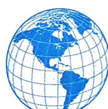A blue globe with a grid overlay, featuring North and South America.