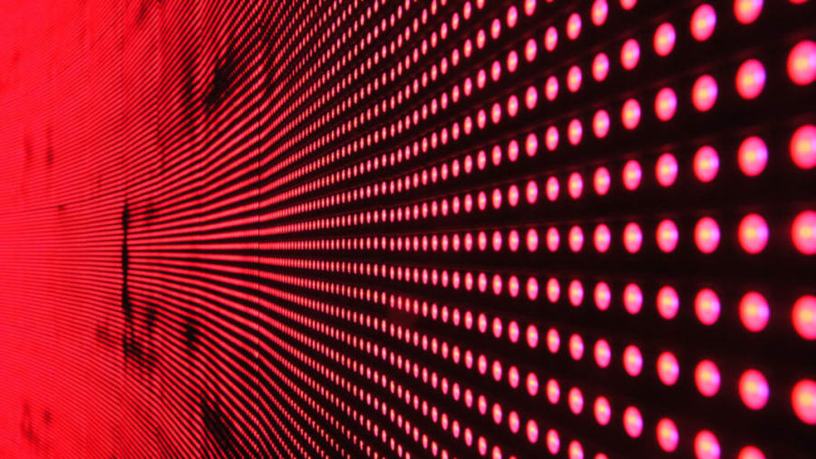 Array of red led lights on black background