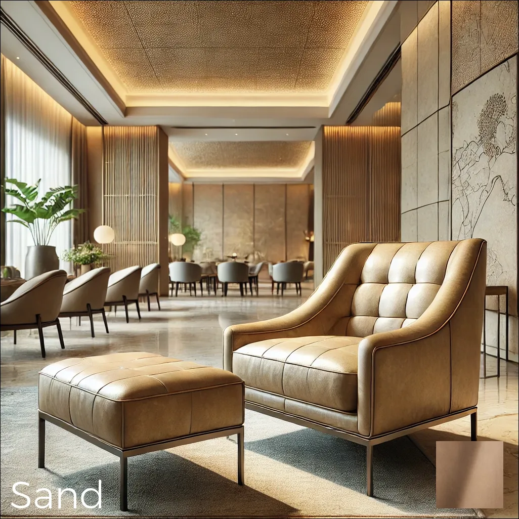 Aniline Leather Sand Color Used Contract Hospitality Hotel Lounge Seating Chairs