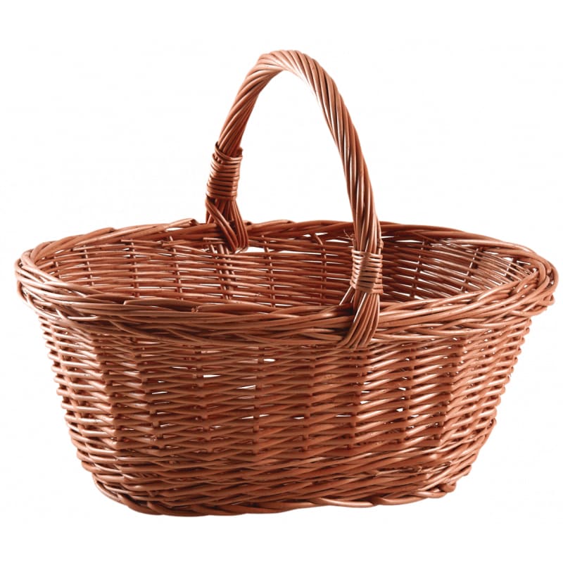 Panier bas en osier buff. Qualité supérieure. Pour le marché