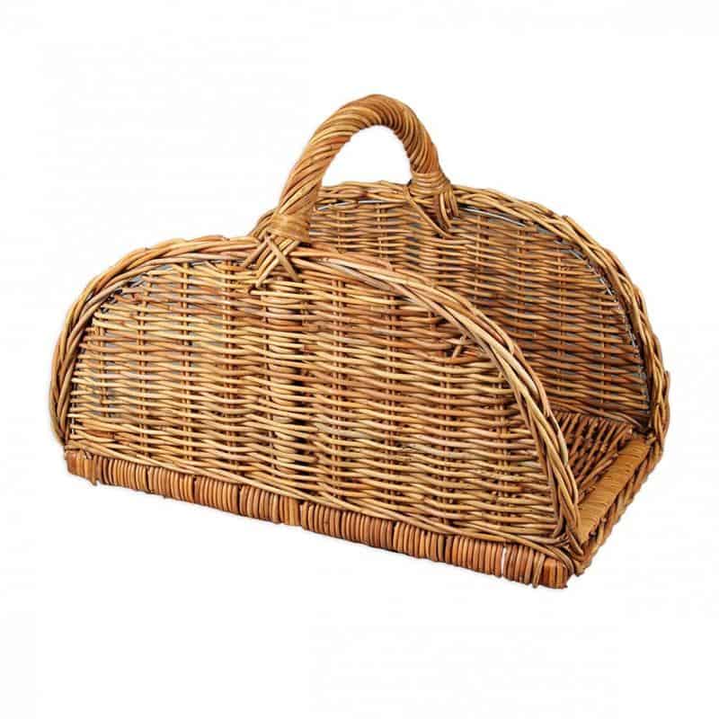 Panier à bois fond plat, en rotin