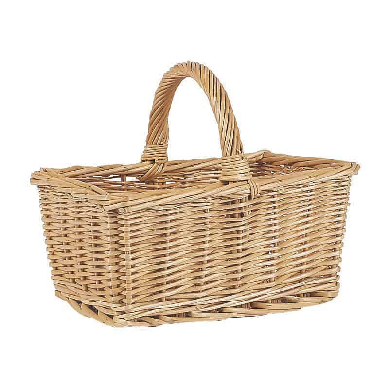 Panier rond en osier buff, panier rigide