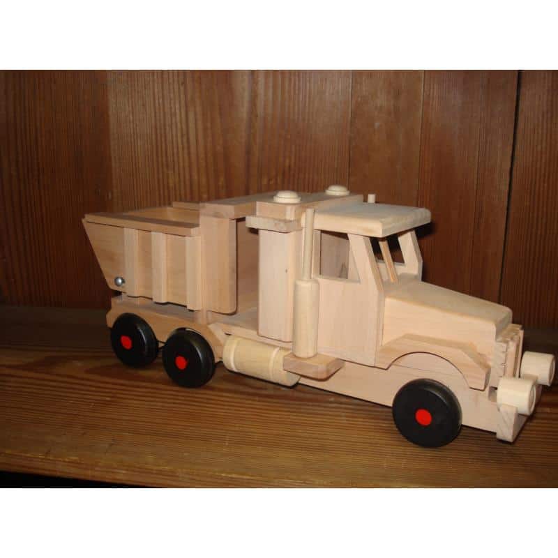 Maquette en bois, le camion benne.