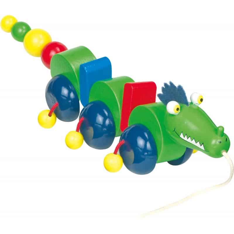 Jouet à Tirer En Bois - Crocodile Tracteur Pour Enfant - Animal Miniature à Promener - Neuf