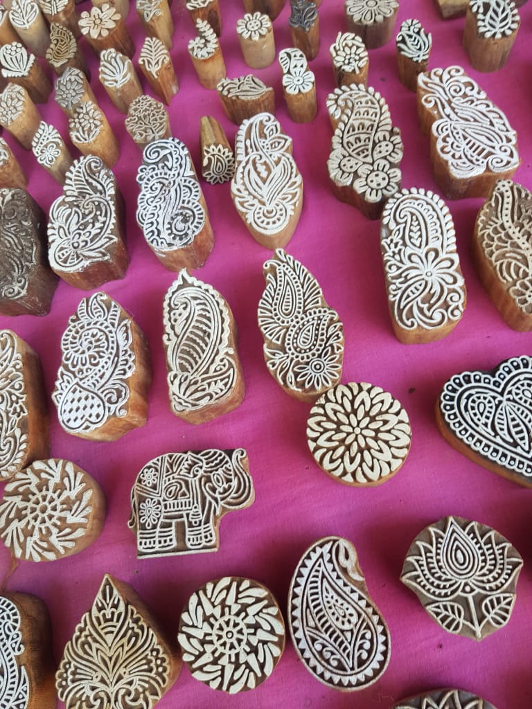 carved wooden blocks for printing