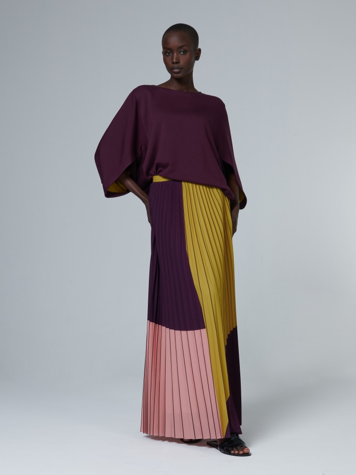 Colour-Block-Pleated-Skirt