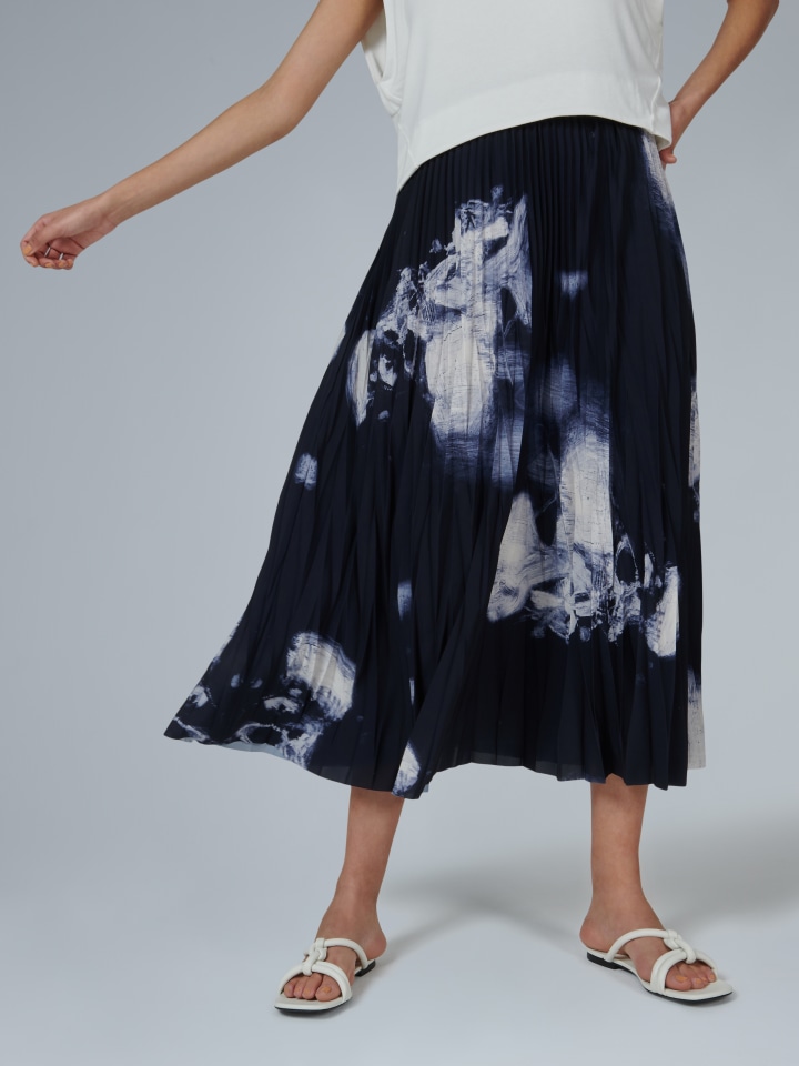 Abstraction-Print-Pleated-Skirt