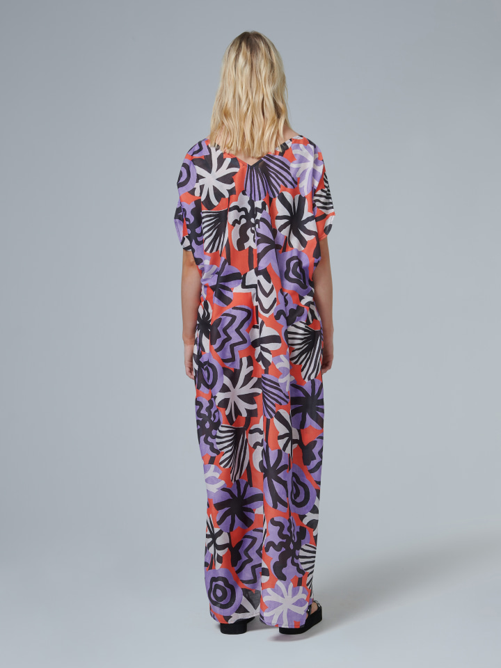 Floral-Contrast-Trim-Kaftan