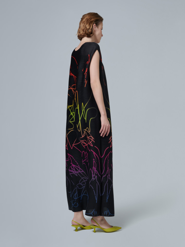 Scribble-Print-Plisse-Kaftan