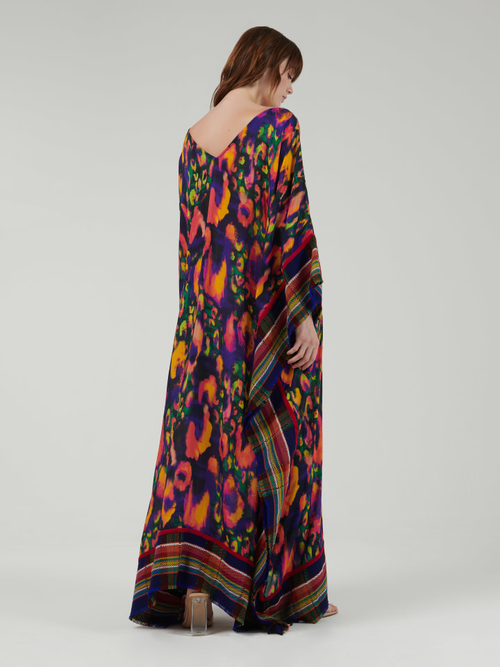 Printed-V-Neck-Kaftan