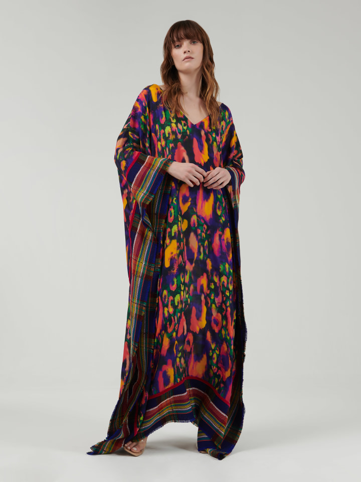 Printed V Neck Kaftan Leem 