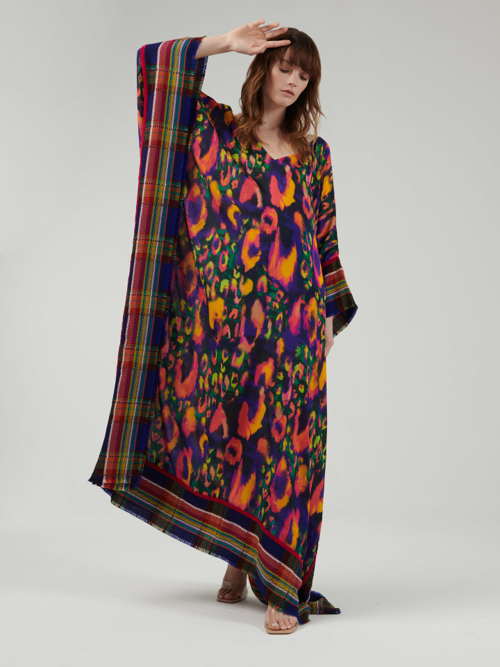 Printed-V-Neck-Kaftan