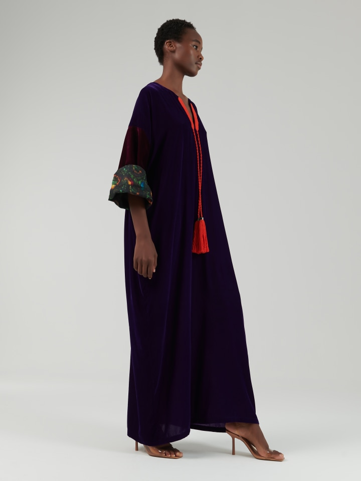 Contrast-Tassel-Neckline-Kaftan