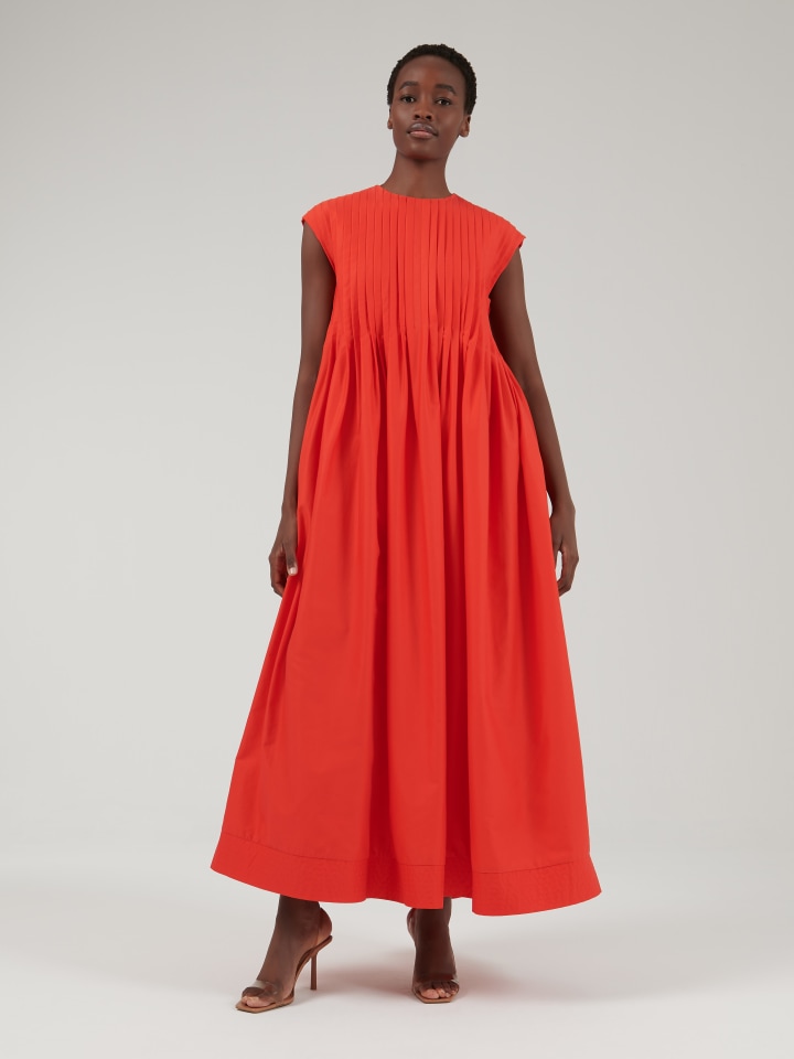 Drop Shoulder Pleated Dress | leem