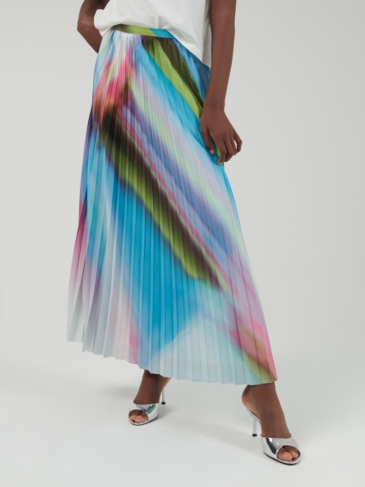 Printed-Pleated-Skirt