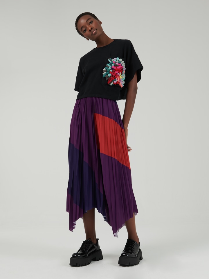 Color-Block-Pleated-Skirt