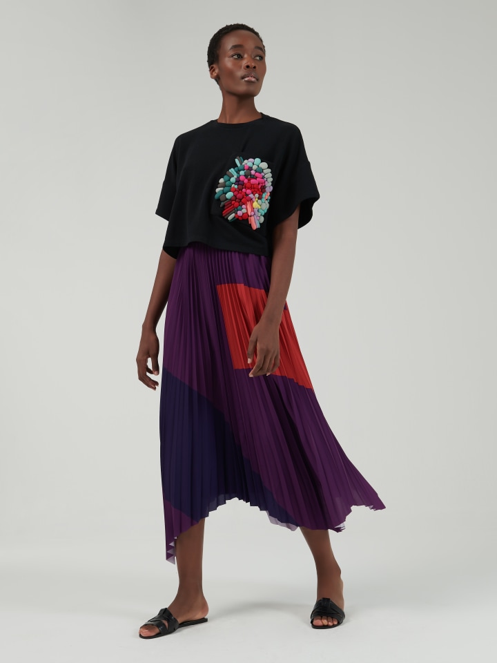 Color-Block-Pleated-Skirt